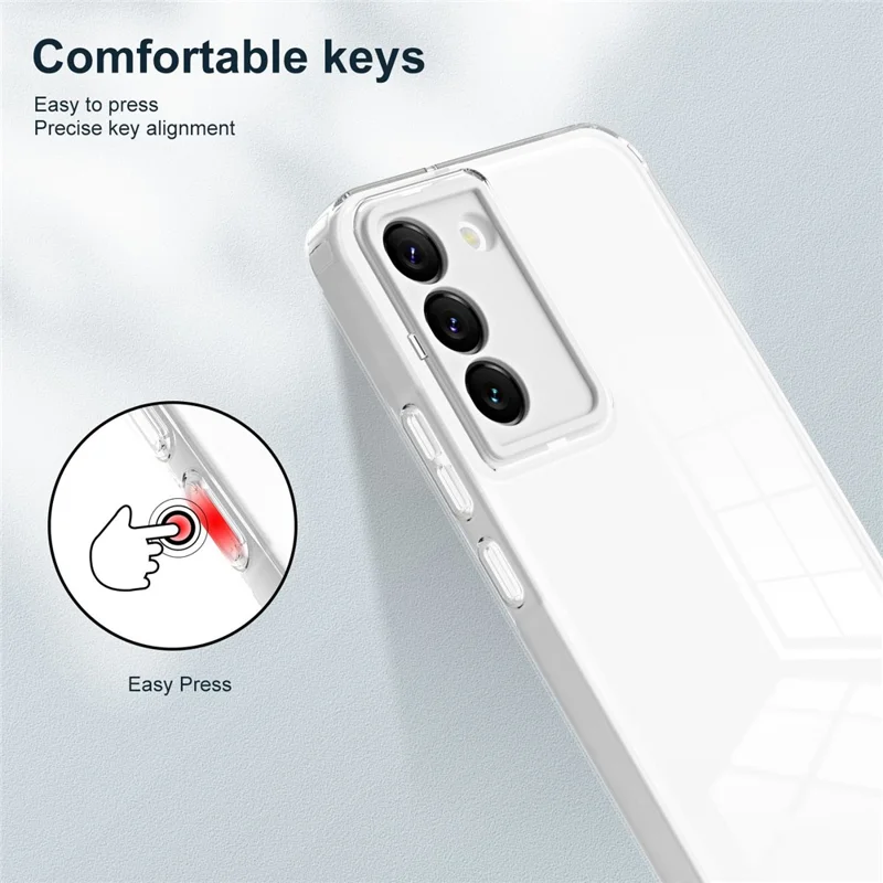 For Samsung Galaxy S22 5G Ultra-thin Non-slip TPU Phone Case with Colorful Frame Anti-scratch Mobile Phone Protective Shell - White