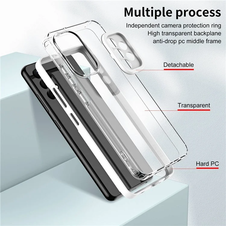 For Samsung Galaxy A13 4G Anti-drop Mobile Phone TPU Case Precise Cutouts Transparent Anti-scratch Phone Cover - White