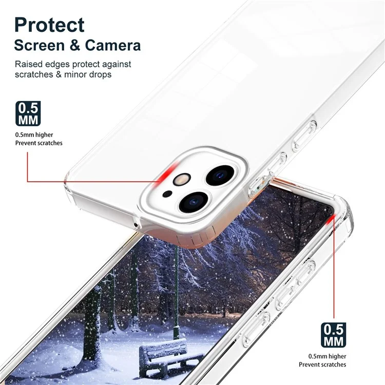 For iPhone 12 6.1 inch Clear Mobile Phone TPU Case with Colorful Frame Anti-fall Phone Protective Cover - White