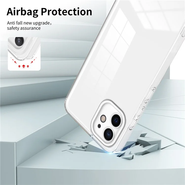 For iPhone 12 6.1 inch Clear Mobile Phone TPU Case with Colorful Frame Anti-fall Phone Protective Cover - White