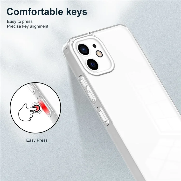 For iPhone 12 6.1 inch Clear Mobile Phone TPU Case with Colorful Frame Anti-fall Phone Protective Cover - White