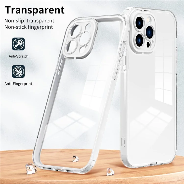For iPhone 13 Pro 6.1 inch Shockproof Clear Mobile Phone TPU Case with Airbag Protection Colorful Frame Anti-fall Phone Cover - White