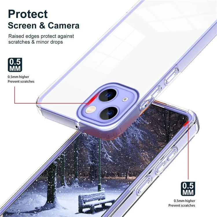 Для Iphone 13 6,1 Дюйма Shock-roness Mobile Phone Case Case Precise Cutouts Прозрачный Телефон Прозрачного Телефона - Пурпурный