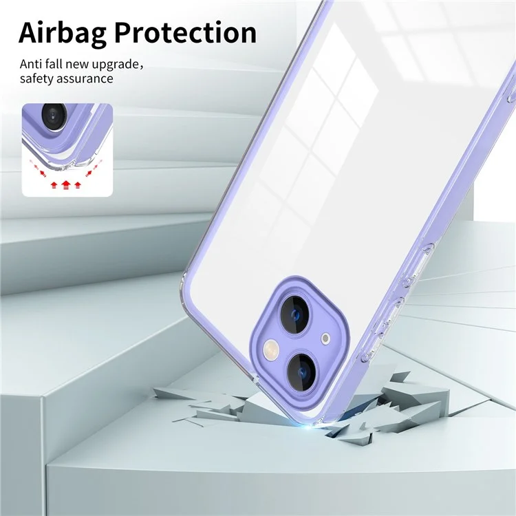 Для Iphone 13 6,1 Дюйма Shock-roness Mobile Phone Case Case Precise Cutouts Прозрачный Телефон Прозрачного Телефона - Пурпурный
