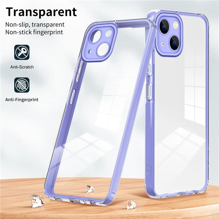 Для Iphone 13 6,1 Дюйма Shock-roness Mobile Phone Case Case Precise Cutouts Прозрачный Телефон Прозрачного Телефона - Пурпурный