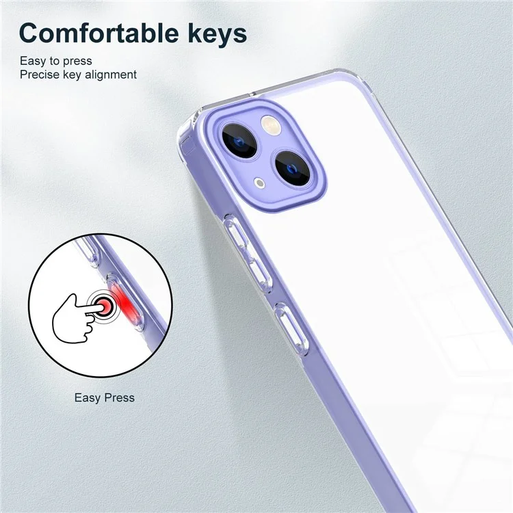 Для Iphone 13 6,1 Дюйма Shock-roness Mobile Phone Case Case Precise Cutouts Прозрачный Телефон Прозрачного Телефона - Пурпурный