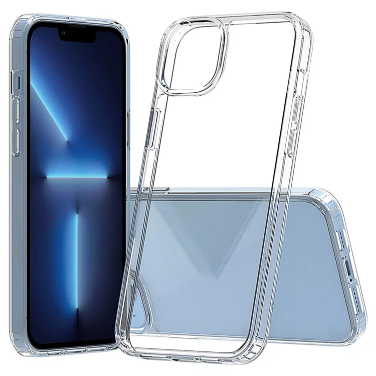 For iPhone 14 Plus 6.7 inch Transparent Anti-drop Phone Case Hard Acrylic + Soft TPU Hybrid Cover - Transparent