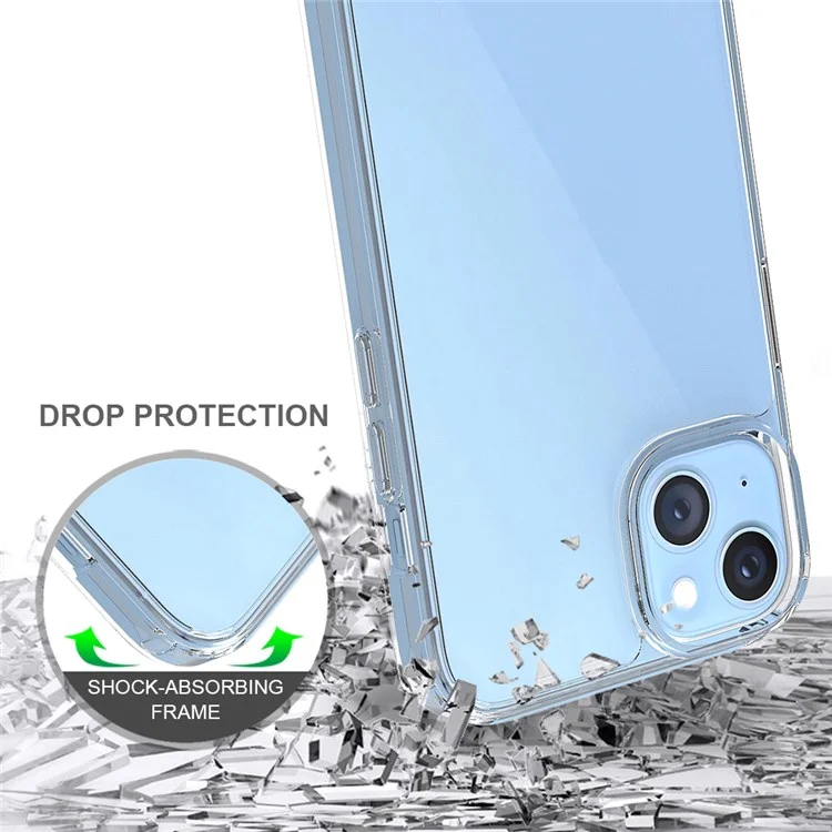 For iPhone 14 Plus 6.7 inch Transparent Anti-drop Phone Case Hard Acrylic + Soft TPU Hybrid Cover - Transparent