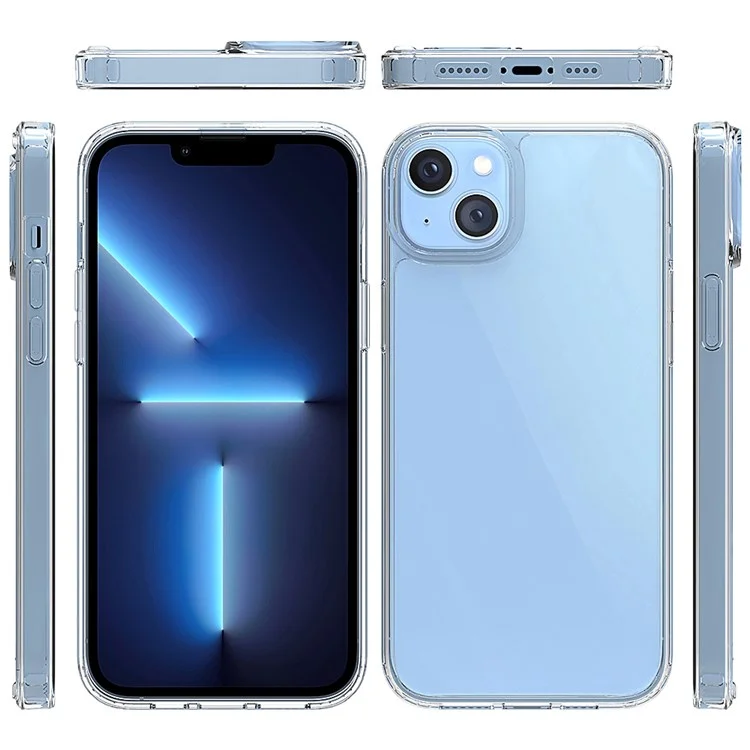 For iPhone 14 Plus 6.7 inch Transparent Anti-drop Phone Case Hard Acrylic + Soft TPU Hybrid Cover - Transparent