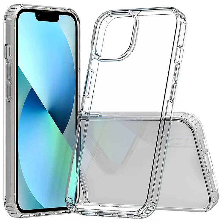 TPU Bumper Acrylic Back Cover for iPhone 14 6.1 inch, Transparent Shockproof Cell Phone Case - Transparent