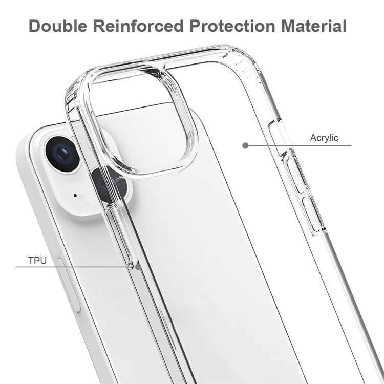 TPU Bumper Acrylic Back Cover for iPhone 14 6.1 inch, Transparent Shockproof Cell Phone Case - Transparent