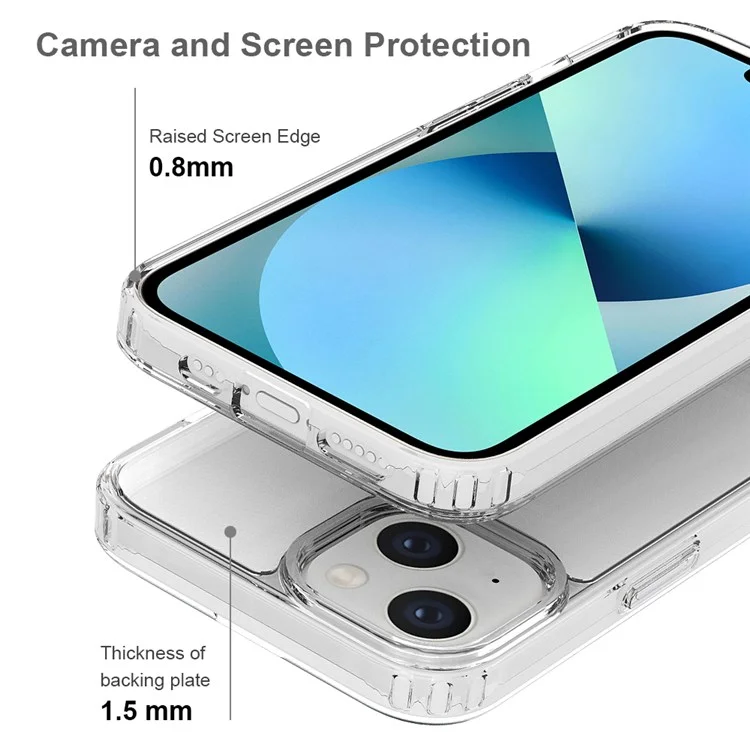 TPU Bumper Acrylic Back Cover for iPhone 14 6.1 inch, Transparent Shockproof Cell Phone Case - Transparent