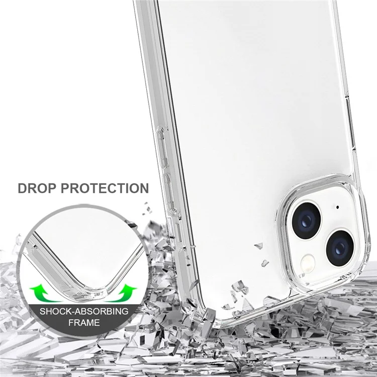 TPU Bumper Acrylic Back Cover for iPhone 14 6.1 inch, Transparent Shockproof Cell Phone Case - Transparent