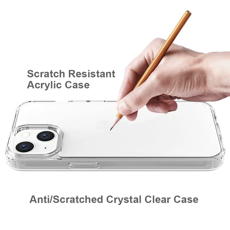 TPU Bumper Acrylic Back Cover for iPhone 14 6.1 inch, Transparent Shockproof Cell Phone Case - Transparent