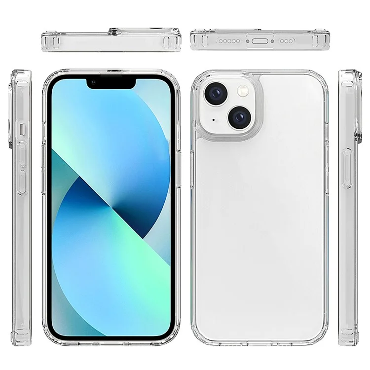 TPU Bumper Acrylic Back Cover for iPhone 14 6.1 inch, Transparent Shockproof Cell Phone Case - Transparent