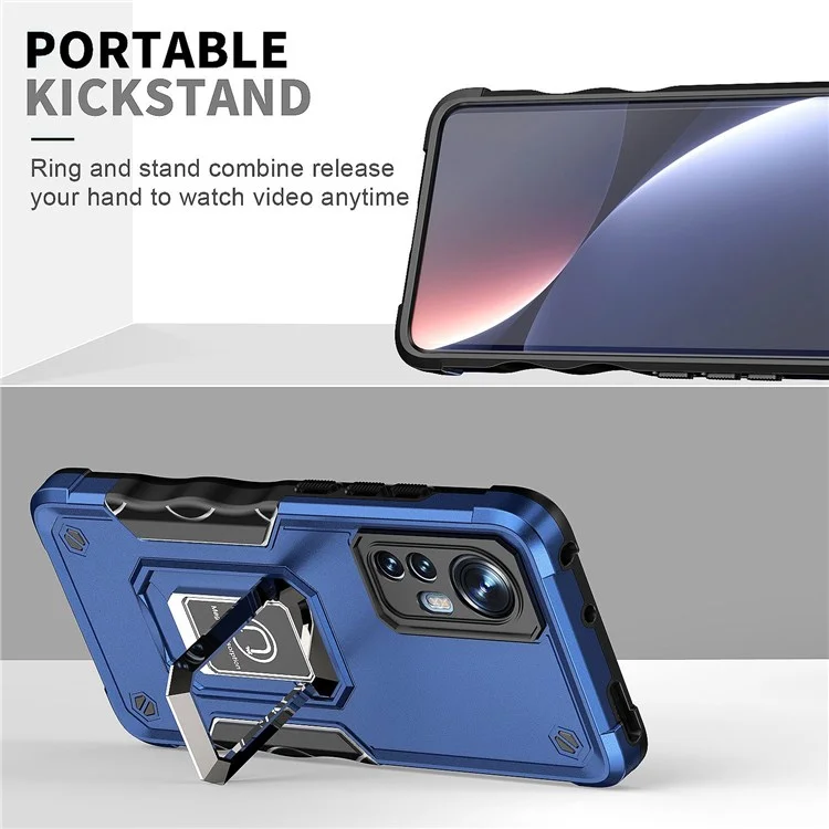 Freisprechansichtes Kickstand-telefongehäuse Für Xiaomi 12 Pro 5g / 12s Pro 5g / 12 Pro (abmessung) 5G, Anti-kratzer-hard-pc-weiche Tpu-hybrid-telefon Shell - Rosa