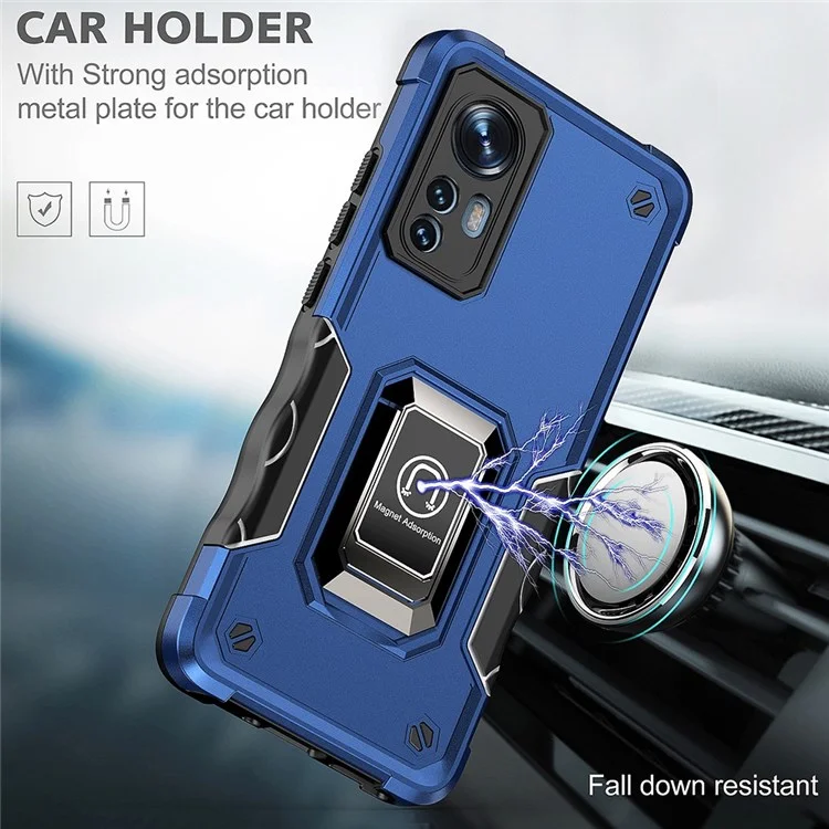 For Xiaomi 12 5G  /  12S 5G  /  12X 5G Anti-fingerprint Hard PC Soft TPU Hybrid Phone Case Holder Kickstand Phone Covering Shell - Mint Green