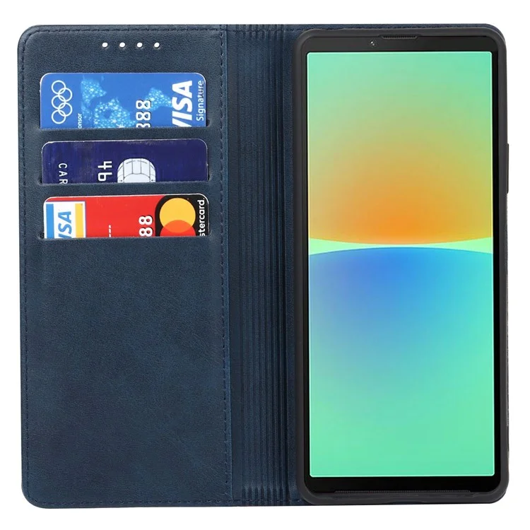 Case de Billetera de Soporte Bicolor Para Sony Xperia 10 IV 5G, Cubierta de TPU Interna de la Cubierta Del Teléfono de Cuero PU - Azul / Amarillo