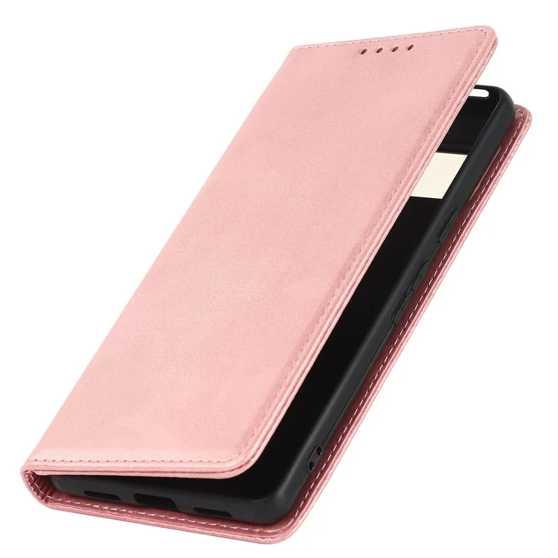 Caso de Couro PU Texturizado Para o Google Pixel 7 5G, Stand Wallet Design de Fechamento Automático Tampa do Telefone Magnético - Rosa Ouro