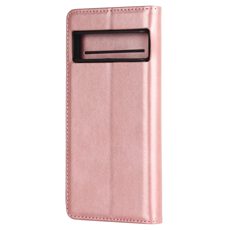 Caso de Couro PU Texturizado Para o Google Pixel 7 5G, Stand Wallet Design de Fechamento Automático Tampa do Telefone Magnético - Rosa Ouro