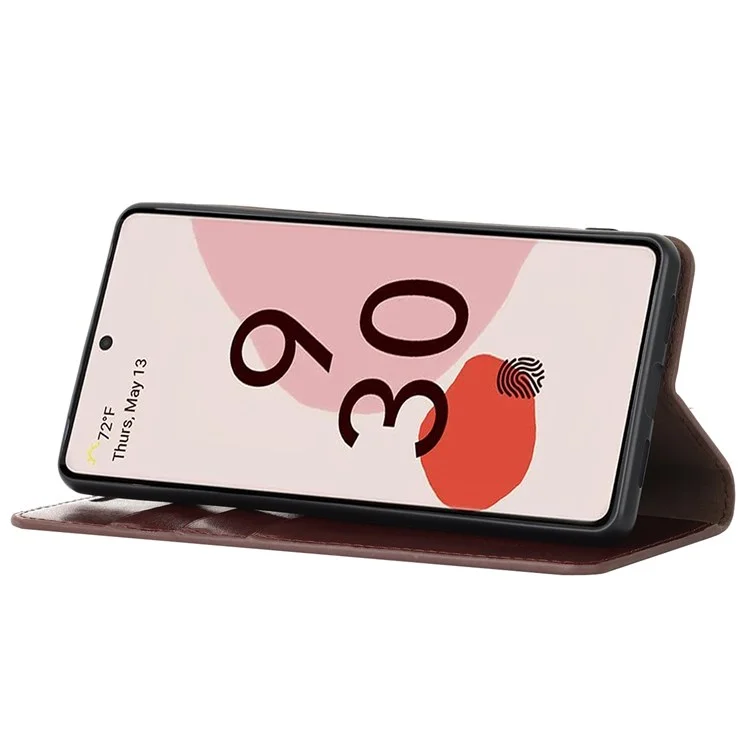 Para Google Pixel 7 5G Case de Teléfono Celular Crazy Horse Texture Willet Stand Genuine Leather Flip Telephip Cover - Marron Oscuro