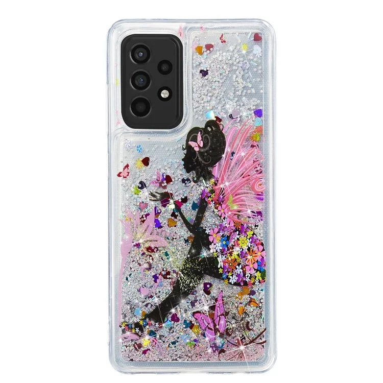 For Samsung Galaxy A73 5G Creative Embossment Flexible TPU Case Liquid Quicksand Floating Glitter Waterfall Cover - Girl