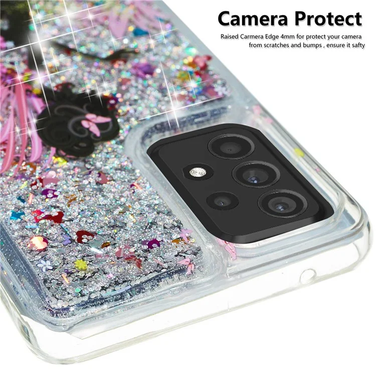 For Samsung Galaxy A73 5G Creative Embossment Flexible TPU Case Liquid Quicksand Floating Glitter Waterfall Cover - Girl