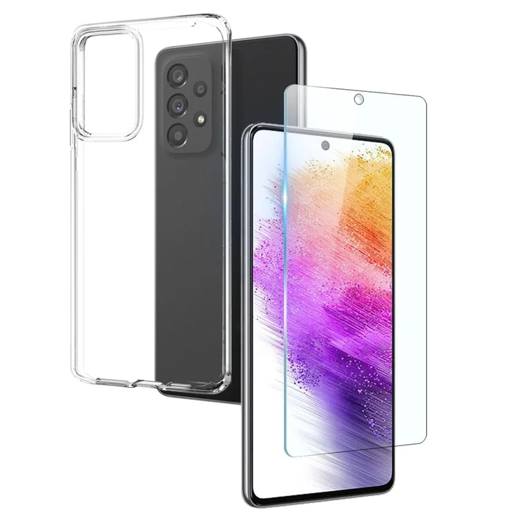 NORTHJO For Samsung Galaxy A73 5G Soft TPU Cover Protective Phone Case with Tempered Glass Screen Protector