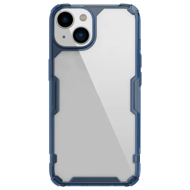 NILLKIN Nature Pro Series Clear Case per iPhone 14 / iPhone 13, Custodia Antiurto Cover Posteriore in PC Duro e Bordo in TPU Morbido Protezione Completa - Blu