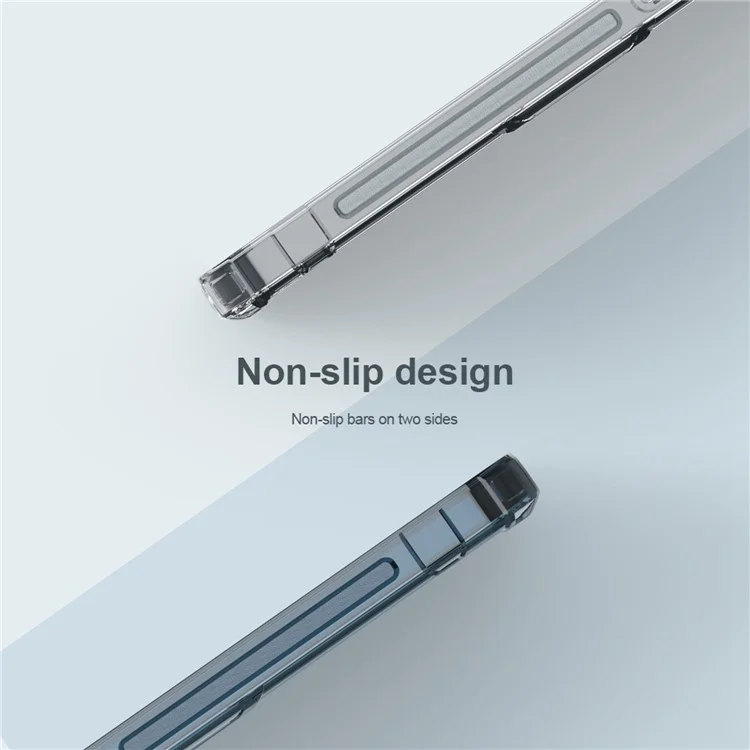 NILLKIN Nature Pro Series Clear Case per iPhone 14 / iPhone 13, Custodia Antiurto Cover Posteriore in PC Duro e Bordo in TPU Morbido Protezione Completa - Blu