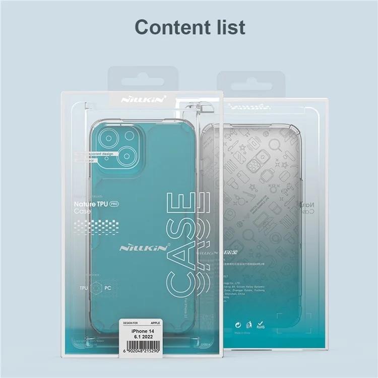 NILLKIN Nature Pro Series Clear Case per iPhone 14 / iPhone 13, Custodia Antiurto Cover Posteriore in PC Duro e Bordo in TPU Morbido Protezione Completa - Blu