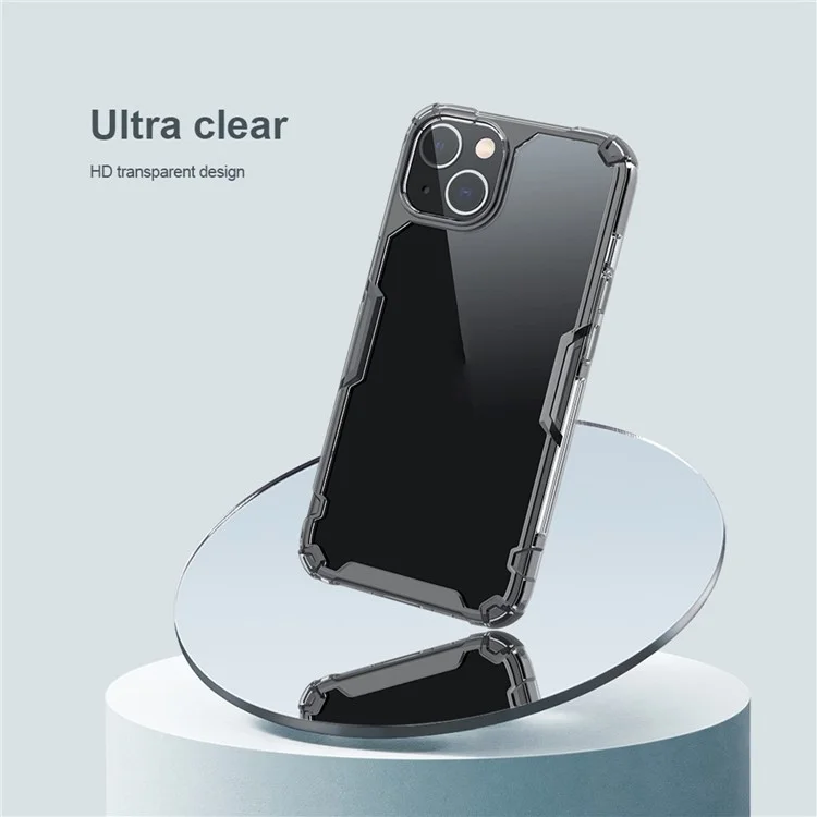 NILLKIN Nature Pro Series Clear Case per iPhone 14 / iPhone 13, Custodia Antiurto Cover Posteriore in PC Duro e Bordo in TPU Morbido Protezione Completa - Blu