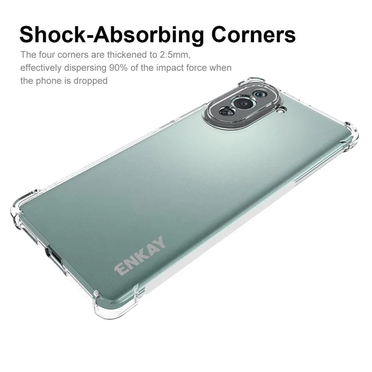 ENKAY HAT PRINCE Para Huawei nova 10 Pro 4G Reforzado Esquinas Anti-caída Funda de teléfono Anti-deslizante Banda Borde Trasero TPU