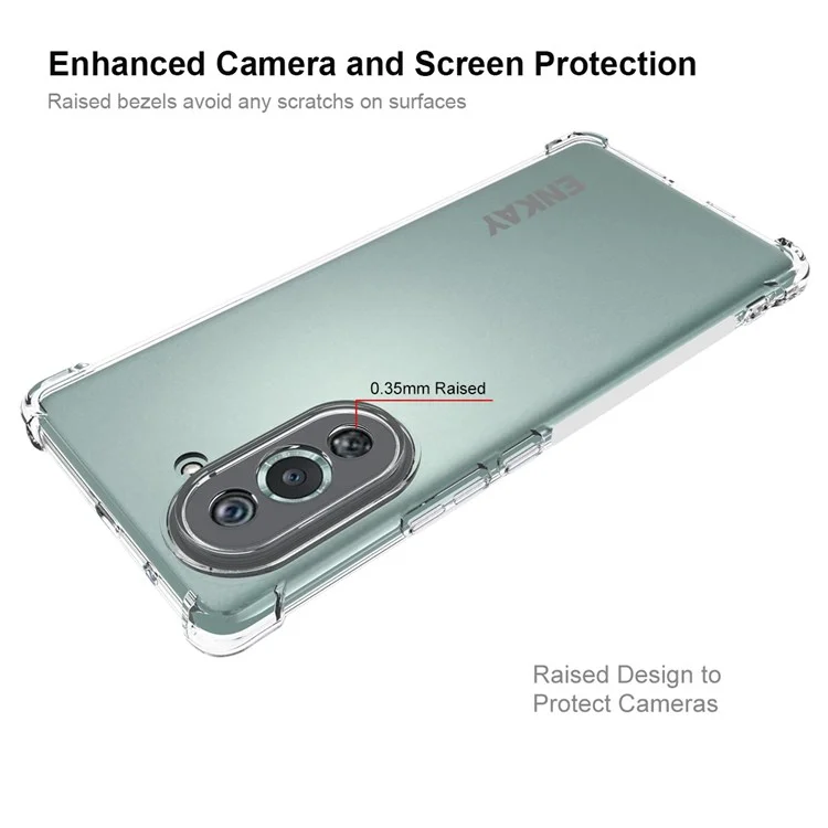 ENKAY HAT PRINCE Para Huawei nova 10 Pro 4G Reforzado Esquinas Anti-caída Funda de teléfono Anti-deslizante Banda Borde Trasero TPU