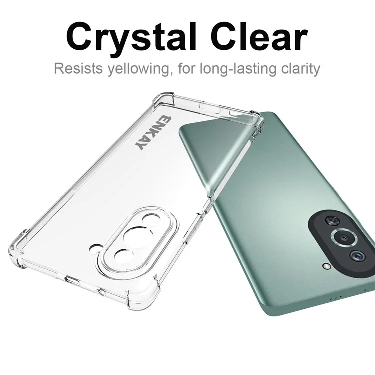 ENKAY HAT PRINCE Para Huawei nova 10 Pro 4G Reforzado Esquinas Anti-caída Funda de teléfono Anti-deslizante Banda Borde Trasero TPU