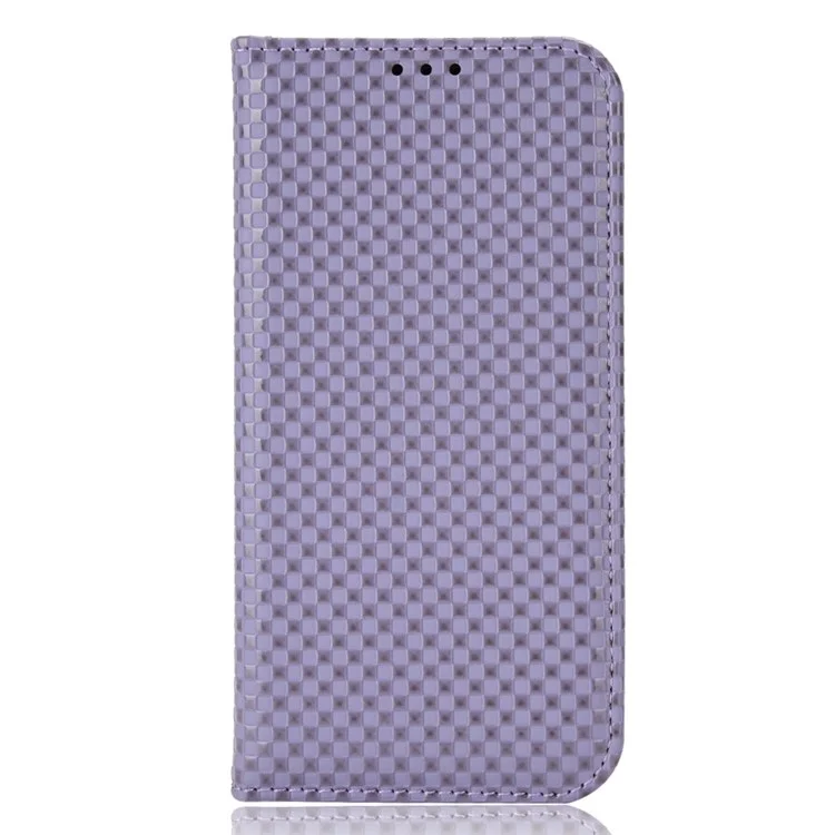 Para Honor X7 Strong Magnetic Auto-absorbido Textura de la Cuadrícula PU Cuero de Cuero Cubierta de la Billetera Del Teléfono Celular - Púrpura Ligera