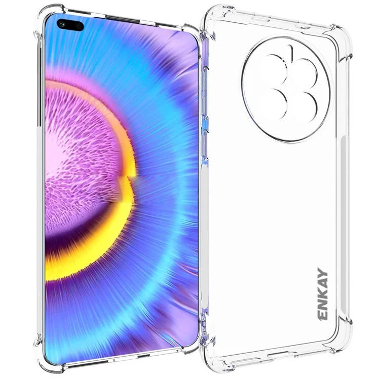 Enkay Chapéu Príncipe Para Huawei Mate 50 Cantos Espessados ​​capa Tpu Anti-grop Tampa de Telefone Transparente Com Borda de Tira Anti-deslizamento