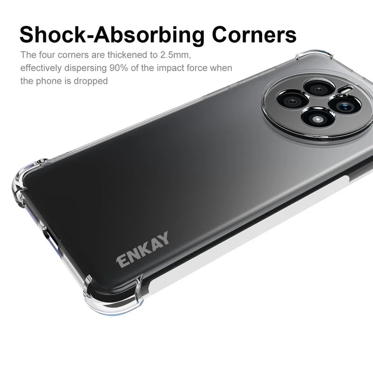 ENKAY HAT PRINCE For Huawei Mate 50 Thickened Corners TPU Case Anti-drop Clear Phone Cover with Anti-slip Strip Edge