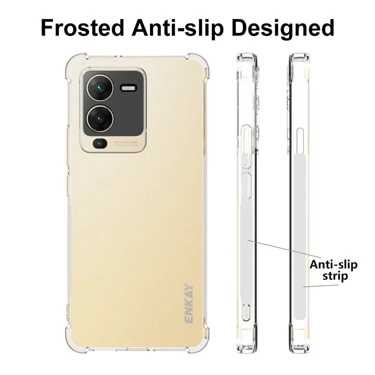 Enkay Hat Prince Para Vivo S15 5G Corrientes Engrosadas TPU TPU Teléfono Case de Bordes Anti-slip Strip Borde