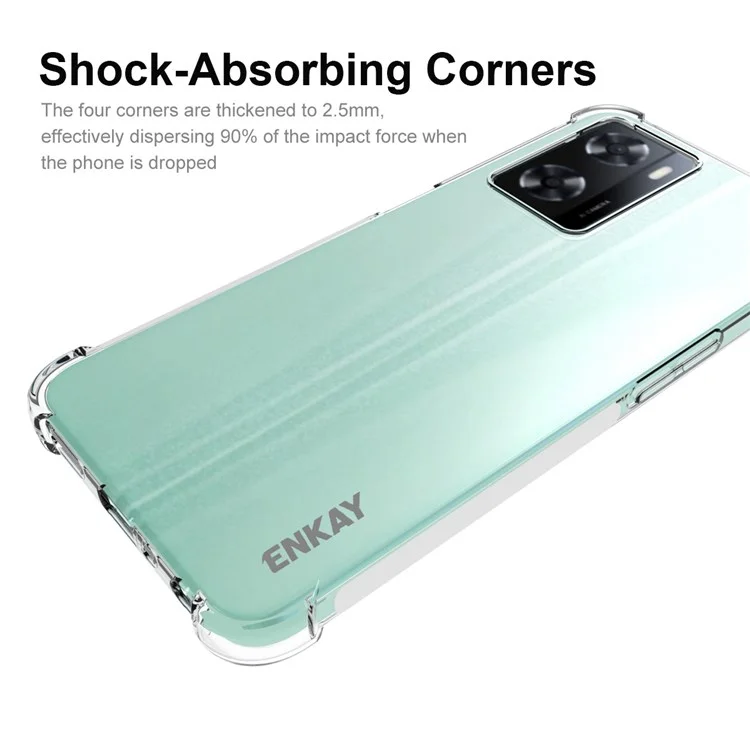 ENKAY HAT PRINCE Per Oppo A57 4G / A57s 4G Design con bordo antiscivolo Custodia in TPU trasparente con angoli rinforzati Custodia posteriore per telefono anti-caduta