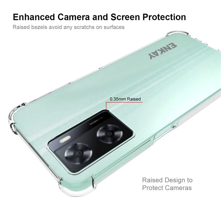 ENKAY HAT PRINCE Per Oppo A57 4G / A57s 4G Design con bordo antiscivolo Custodia in TPU trasparente con angoli rinforzati Custodia posteriore per telefono anti-caduta