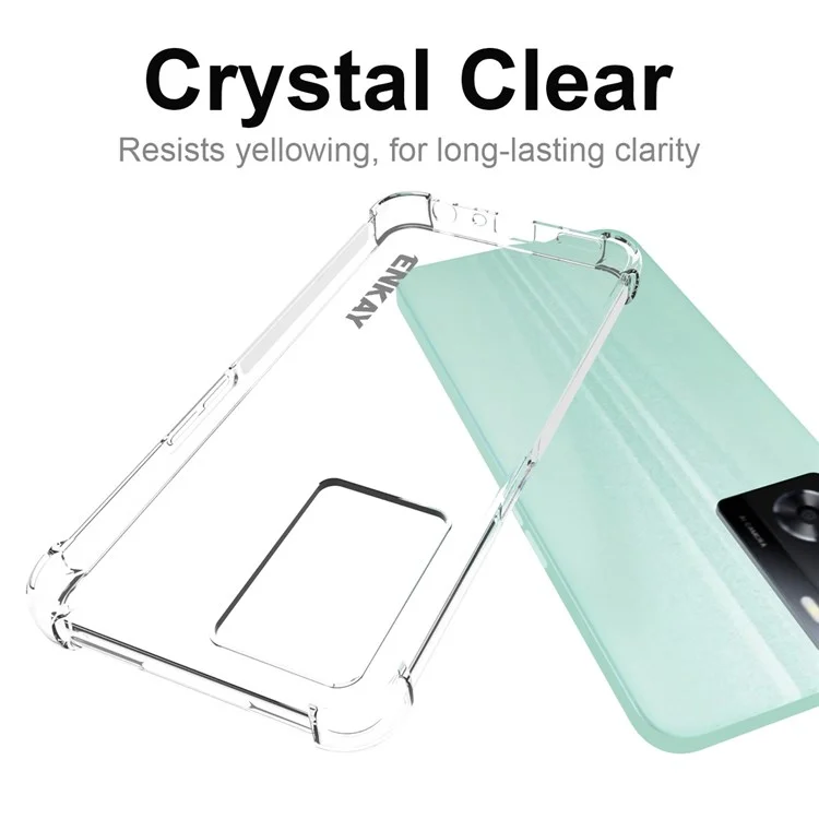 ENKAY HAT PRINCE Per Oppo A57 4G / A57s 4G Design con bordo antiscivolo Custodia in TPU trasparente con angoli rinforzati Custodia posteriore per telefono anti-caduta