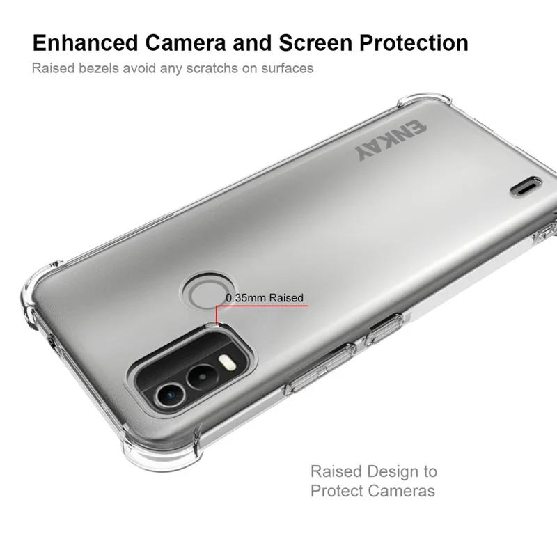 ENKAY HAT PRINCE til Nokia C21 Plus 4G, Tykkere Hjørner, Anti-fald, Gennemsigtig TPU Cover, Telefon Beskyttelsesdæksel med Anti-glid Strimmelkant