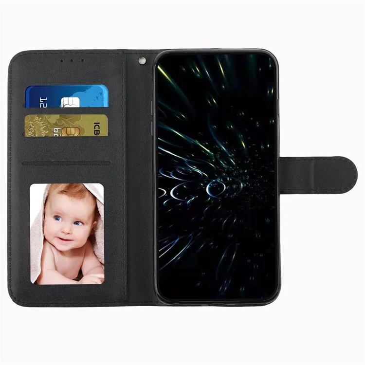 Para Xiaomi Redmi Note 11t Pro 5G / Redmi Note 11T Pro+ 5G / Poco X4 GT 5G Case de Teléfonos Celulares Case Anti-ridiug Estado Impreso PU Cuero de Cuero Con Correa - Negro