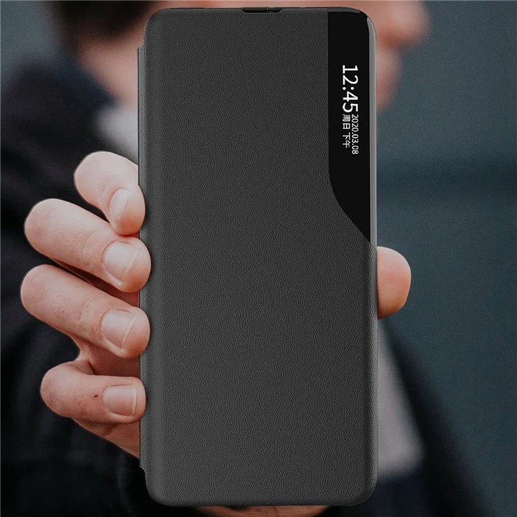 Per Xiaomi Poco F4 5G / Redmi K40S 5G Clear View Window Leather Flip Phone Case Shockproof Cover con supporto - Nero