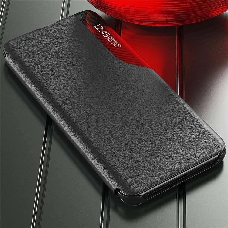 Per Xiaomi Poco F4 5G / Redmi K40S 5G Clear View Window Leather Flip Phone Case Shockproof Cover con supporto - Nero