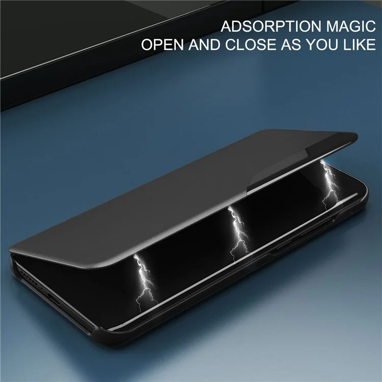 Pour Xiaomi Redmi Note 11T Pro 5G / Note 11T Pro+ 5G / Note 12T Pro 5G / Poco X4 GT 5G / Redmi K50i 5G Étui Flip en Cuir à Fenêtre Transparente Résistant aux Chutes avec Support - Noir