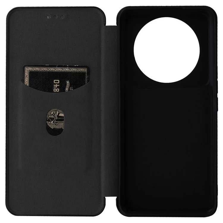 Para Xiaomi 12S Ultra 5G Magnetic Fiber Texture Caixa de Textura Stand Anti-rratch PU Cover de Couro Com Slot de Cartão - Preto