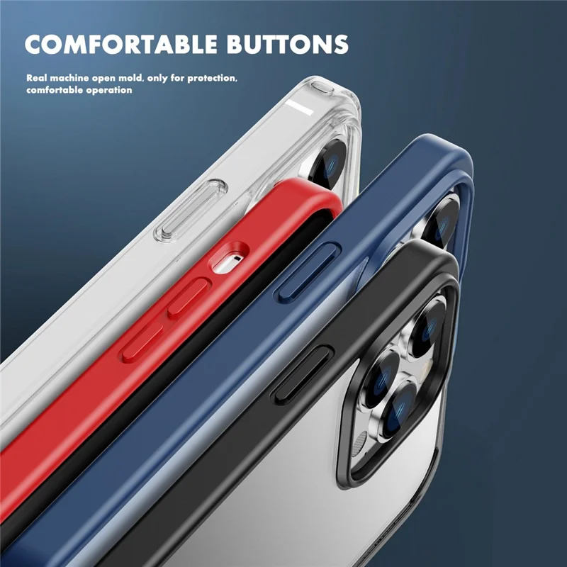 IPAKY for iPhone 14 Pro 6.1 inch PC + TPU Hybrid Phone Cover Matte Drop-proof Protective Case Support Wireless Charging - Blue