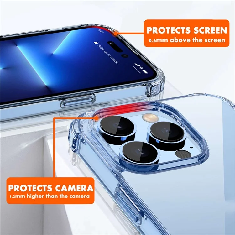 Ipaky Para Iphone 14 6.1 Pulgadas Ultra Slim Transparent Telephip Case Dura PC Drop TPU Marco de Cubierta Posterior Protective Protective